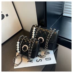 image-Women's Fashion All-match Pearl Chain Shoulder Messenger Bag