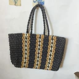 image-Large Zipper Woven Straw Handbag Casual Large Shoulder Women's Shopping Bag