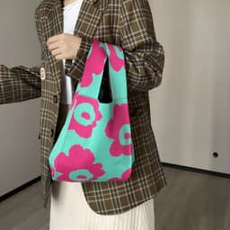 image-Flower Embroidery Handbags Fashion Lady Leisure Shopping Bag Student Reusable