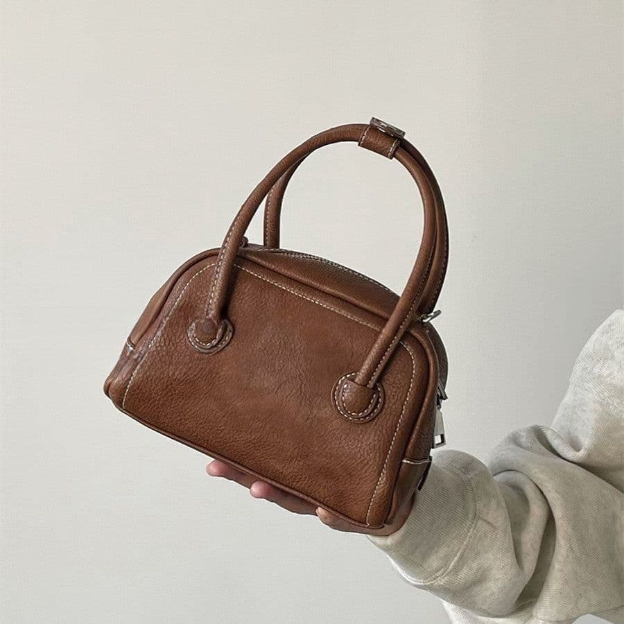 image-Korean Style Niche Maillard Bowling Versatile Casual Ins Handbag Crossbody Bag Women