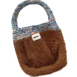 image-Maillard Color Fur Bag Exquisite Cute Portable Korean Style New Contrast Color Knitted All-matching