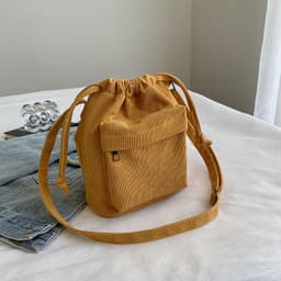 image-Women's Casual All-match Pleated Drawstring Bag Nylon Shoulder Bag