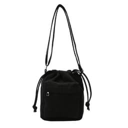 image-Women's Casual All-match Pleated Drawstring Bag Nylon Shoulder Bag