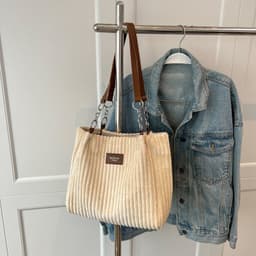 image-Women's Fashion Casual Large Capacity Corduroy Shoulder Bag