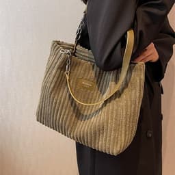 image-Women's Fashion Casual Large Capacity Corduroy Shoulder Bag