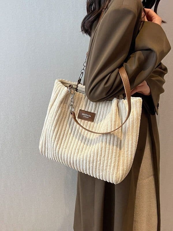 image-Women's Fashion Casual Large Capacity Corduroy Shoulder Bag