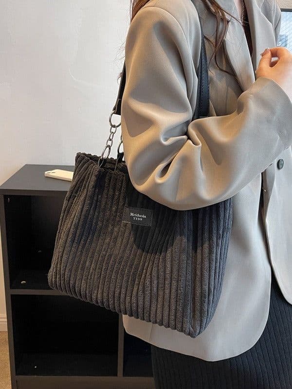 image-Women's Fashion Casual Large Capacity Corduroy Shoulder Bag