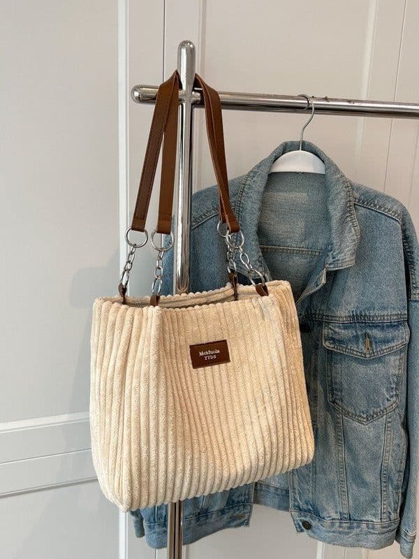 image-Women's Fashion Casual Large Capacity Corduroy Shoulder Bag
