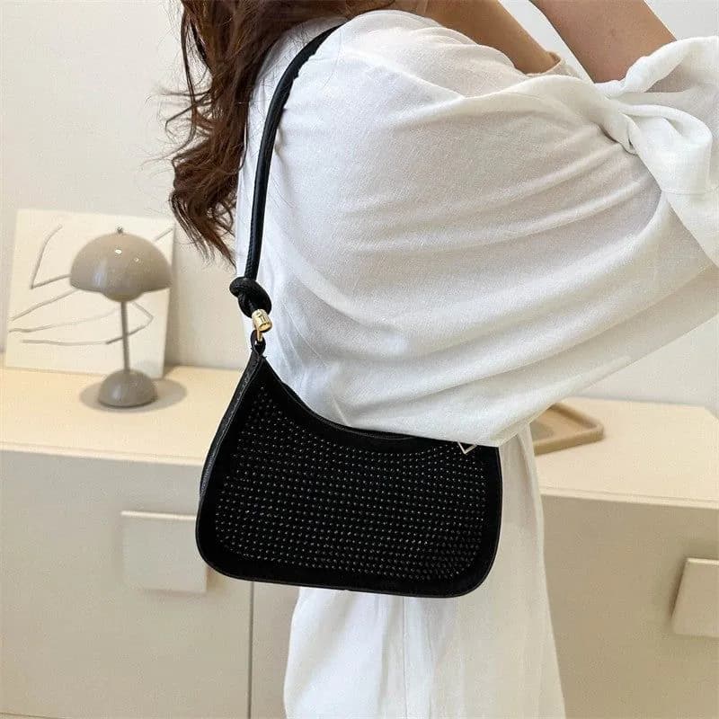 image-Diamond-embedded Western Style Underarm Bag Fashion Fashion Casual Shoulder Bag