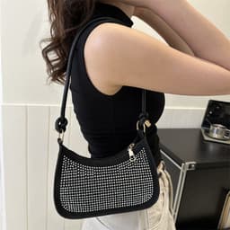image-Diamond-embedded Western Style Underarm Bag Fashion Fashion Casual Shoulder Bag