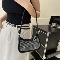 image-Diamond-embedded Western Style Underarm Bag Fashion Fashion Casual Shoulder Bag