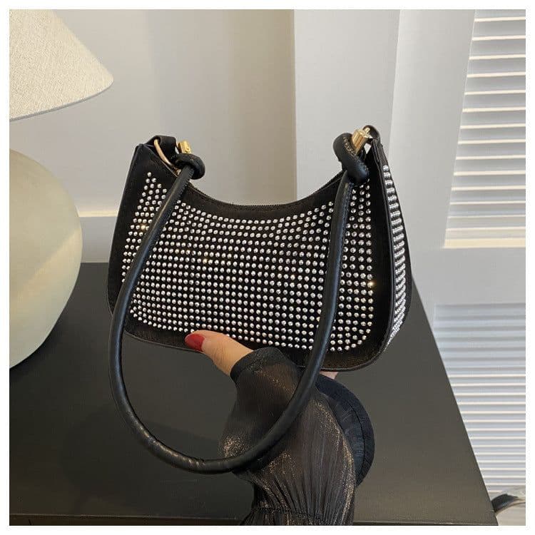 image-Diamond-embedded Western Style Underarm Bag Fashion Fashion Casual Shoulder Bag