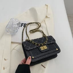image-Casual Denim Shoulder Bag High-grade Lock Messenger Bag