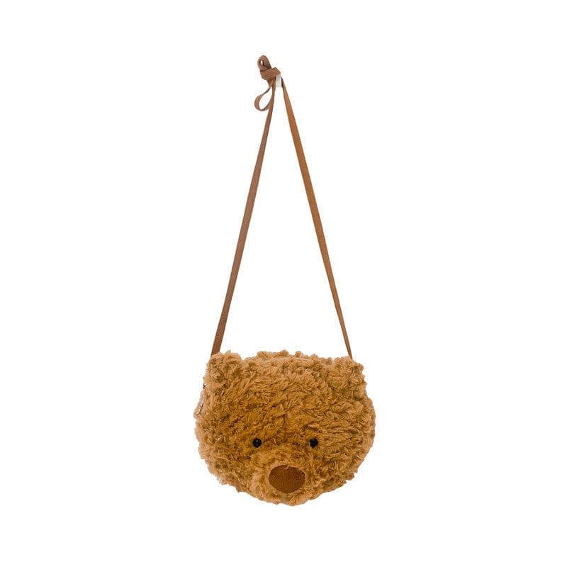image-Brown Series Cute Furry Bear Messenger Bag For Girls