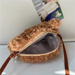 image-Brown Series Cute Furry Bear Messenger Bag For Girls