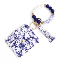 image-Love Polyurethane Card Holder Silica Gel Key Chain European And American Printed Silicone Beads Bracelet Women's Wallet