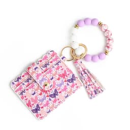 image-Love Polyurethane Card Holder Silica Gel Key Chain European And American Printed Silicone Beads Bracelet Women's Wallet