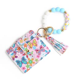 image-Love Polyurethane Card Holder Silica Gel Key Chain European And American Printed Silicone Beads Bracelet Women's Wallet