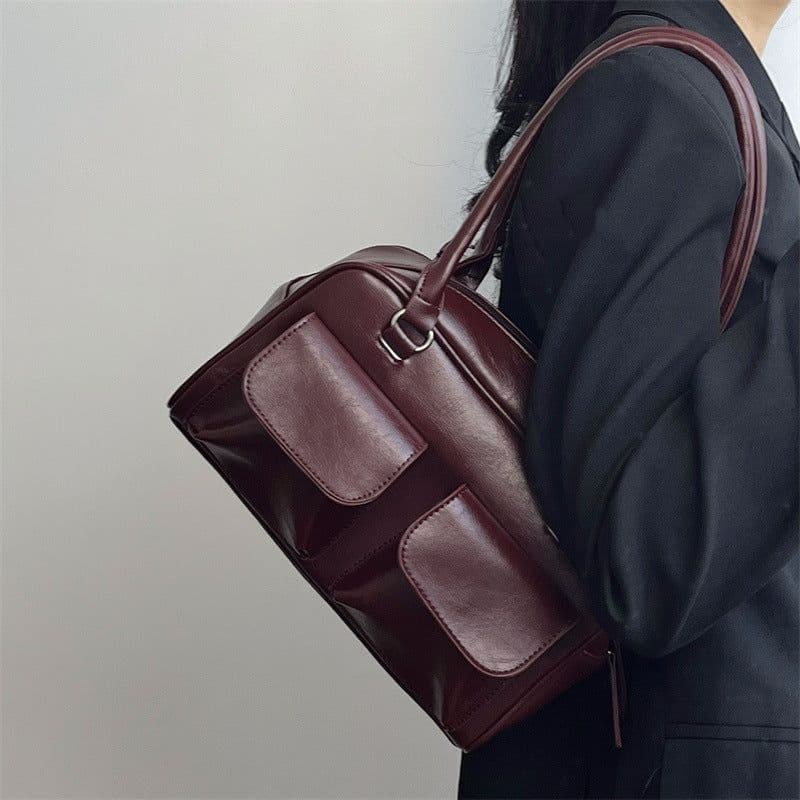 image-Large-capacity Retro Commuter Tote Fashion All-match Shoulder Bag