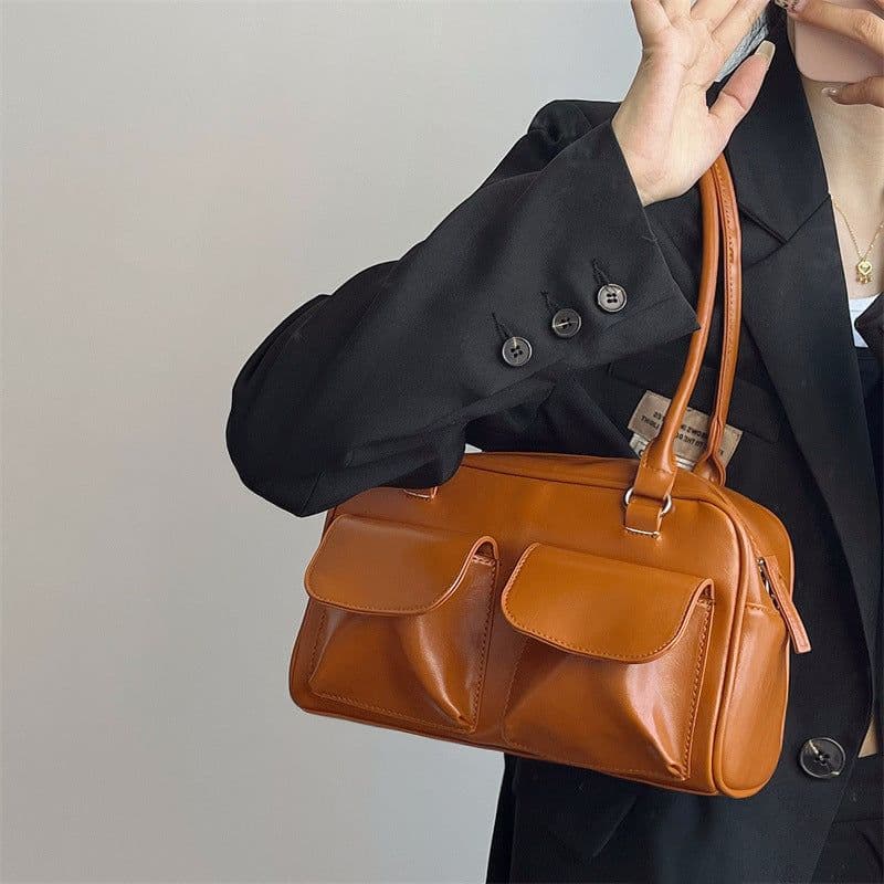 image-Large-capacity Retro Commuter Tote Fashion All-match Shoulder Bag