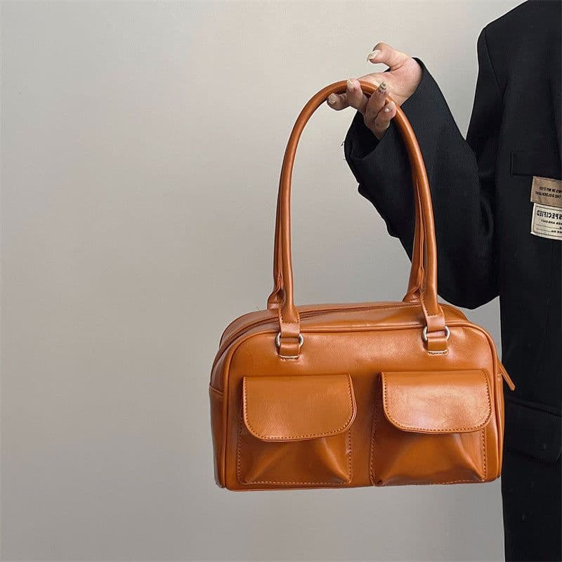 image-Large-capacity Retro Commuter Tote Fashion All-match Shoulder Bag