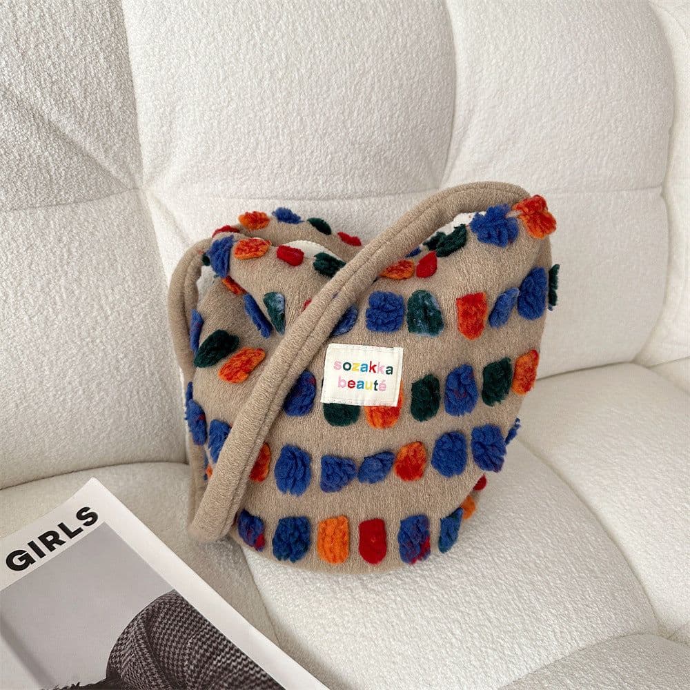 image-New Crossbody Plush Bucket Portable Shoulder Bag