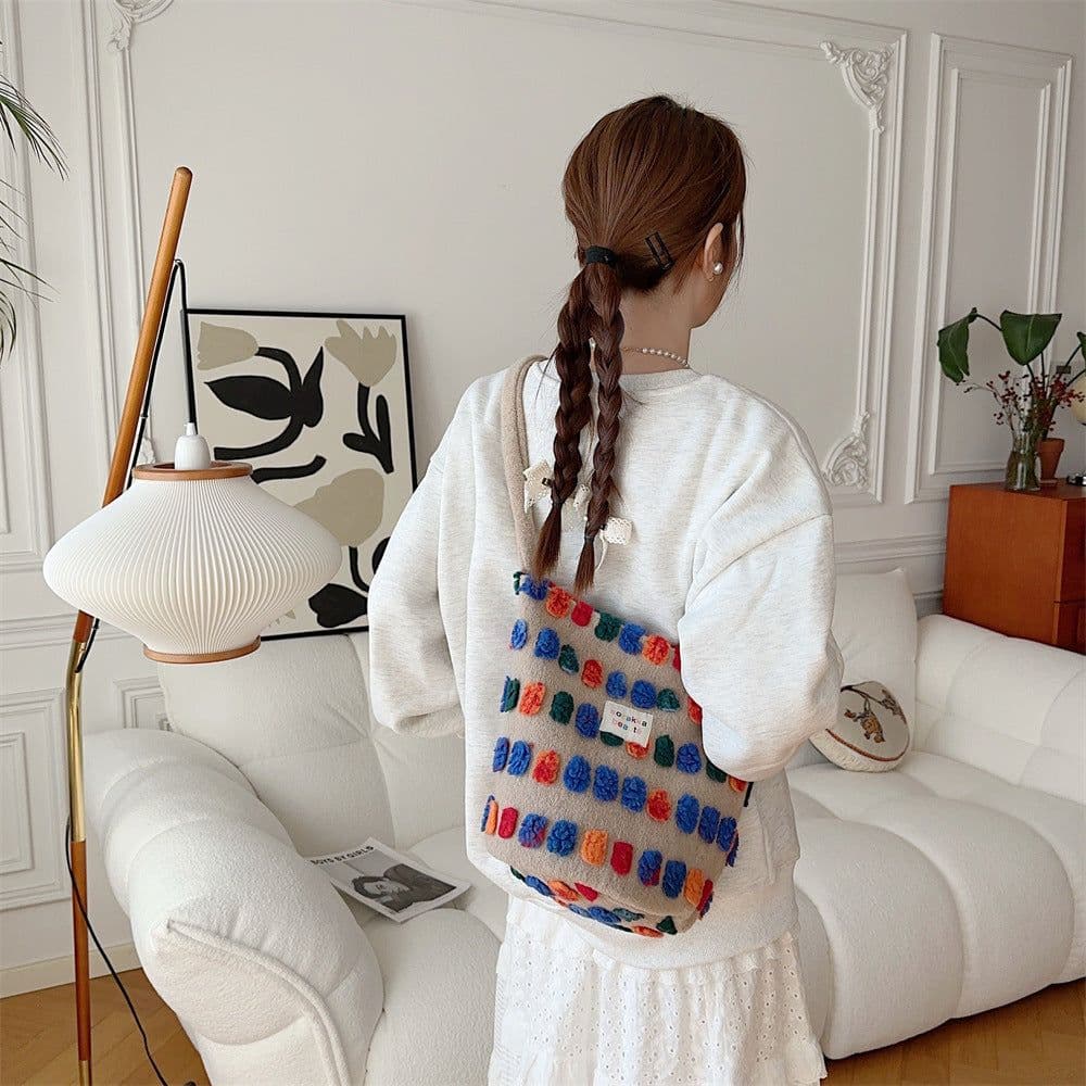 image-New Crossbody Plush Bucket Portable Shoulder Bag