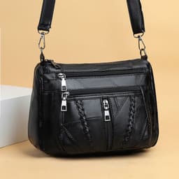 image-Women's Fashion Sheepskin Large Capacity Multilayer One Shoulder Bag