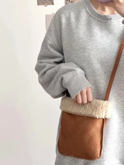 image-Faux Suede Lamb Wool Women's Shoulder Messenger Bag