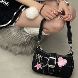 image-Female Niche High-end Heart Butterfly Y2k Spicy Girl Shoulder Bag