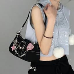 image-Female Niche High-end Heart Butterfly Y2k Spicy Girl Shoulder Bag
