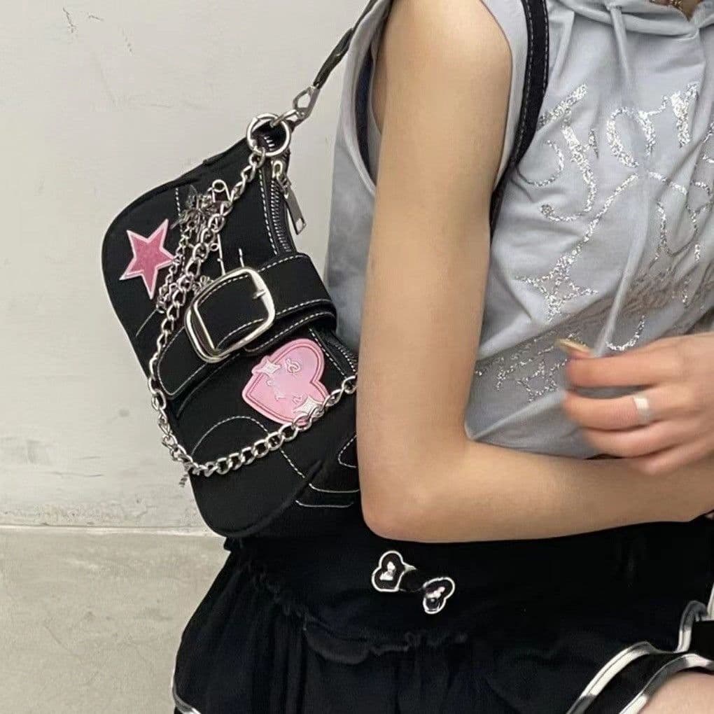 image-Female Niche High-end Heart Butterfly Y2k Spicy Girl Shoulder Bag