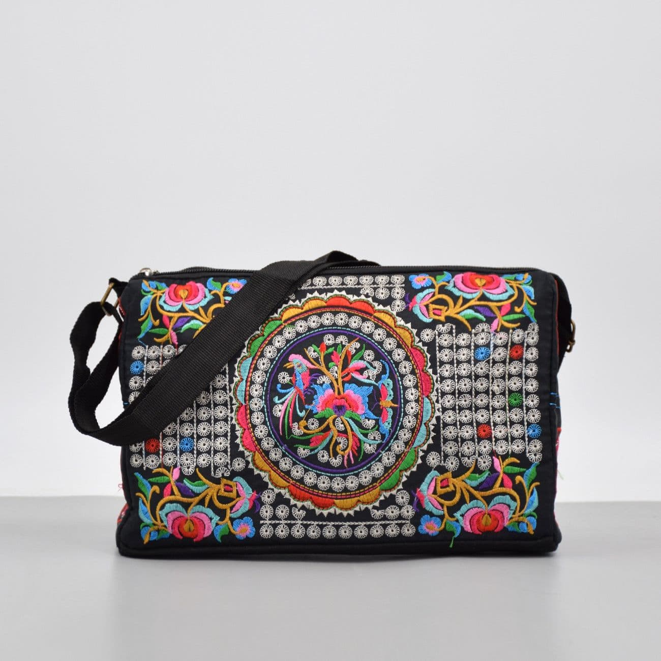 image-Female Antique Double Sided Embroidery One-shoulder Crossbody Bag