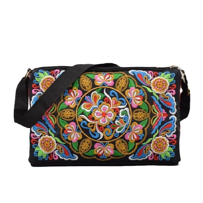 image-Female Antique Double Sided Embroidery One-shoulder Crossbody Bag