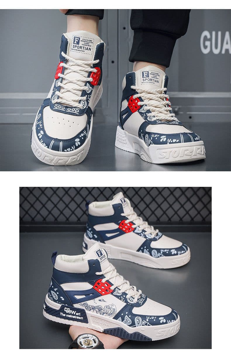 image-High-top Casual Male Leather Waterproof Sports Board Shoes