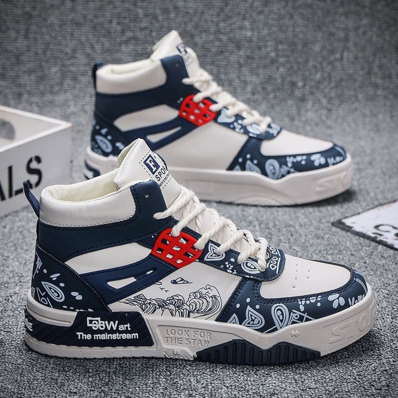image-High-top Casual Male Leather Waterproof Sports Board Shoes