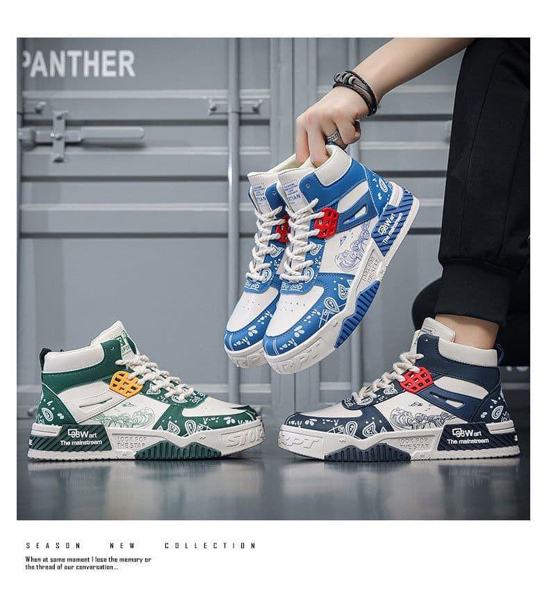 image-High-top Casual Male Leather Waterproof Sports Board Shoes