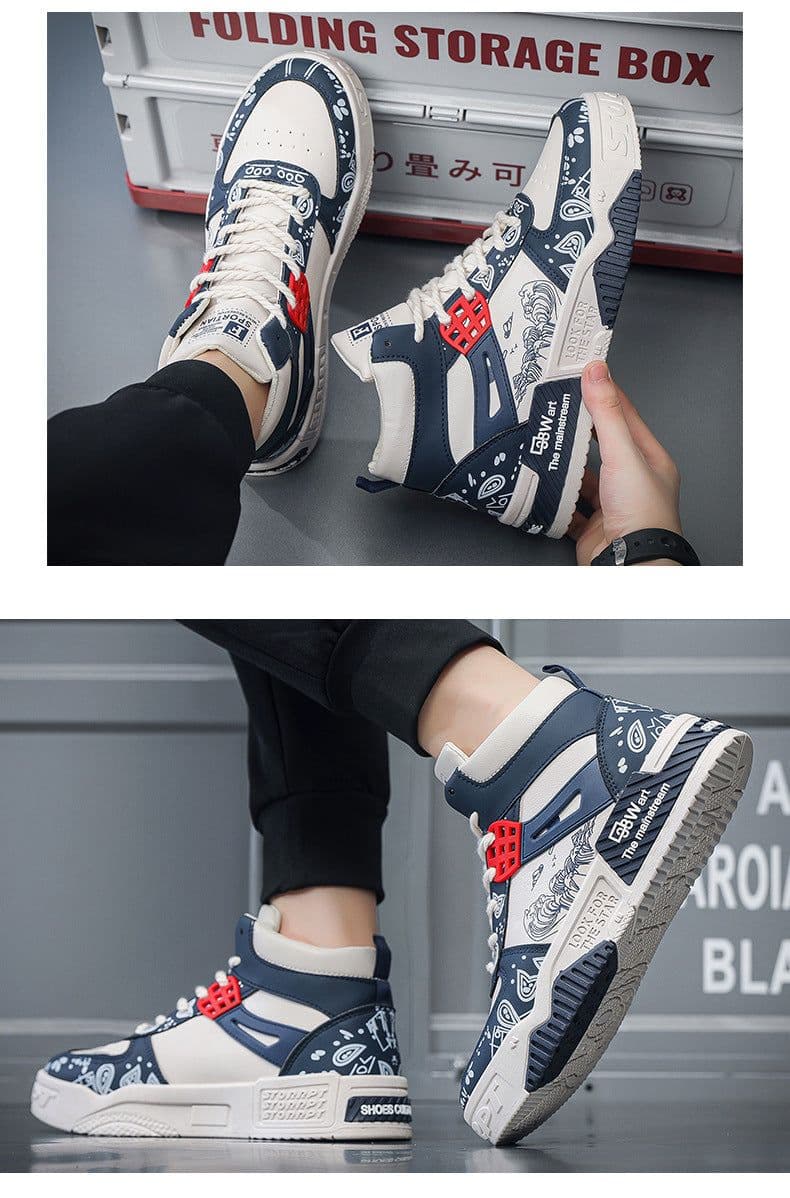 image-High-top Casual Male Leather Waterproof Sports Board Shoes