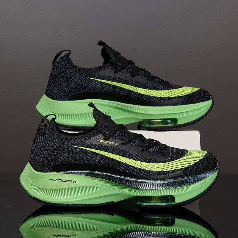 image-Air Cushion Sports Shoes Men Personalized Fashion Breathable Lace Up Knit Sneakers Casual Outdoor Running Walking Shoes