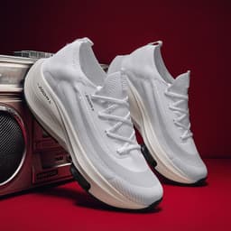 image-Air Cushion Sports Shoes Men Personalized Fashion Breathable Lace Up Knit Sneakers Casual Outdoor Running Walking Shoes
