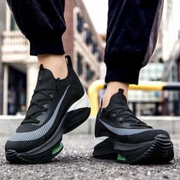 image-Air Cushion Sports Shoes Men Personalized Fashion Breathable Lace Up Knit Sneakers Casual Outdoor Running Walking Shoes