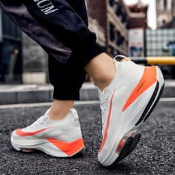 image-Air Cushion Sports Shoes Men Personalized Fashion Breathable Lace Up Knit Sneakers Casual Outdoor Running Walking Shoes