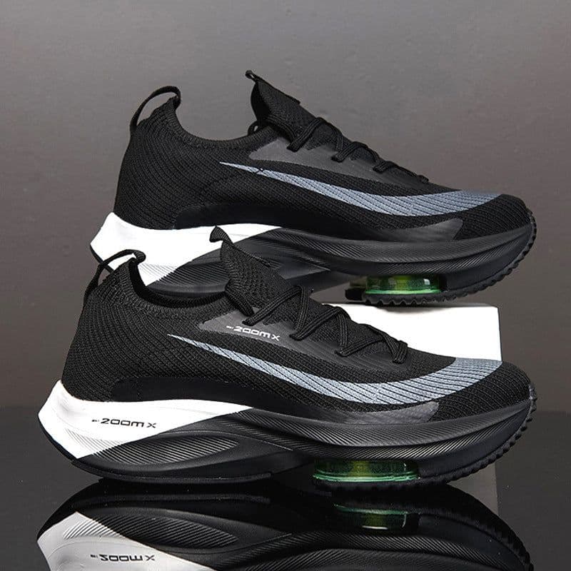 image-Air Cushion Sports Shoes Men Personalized Fashion Breathable Lace Up Knit Sneakers Casual Outdoor Running Walking Shoes
