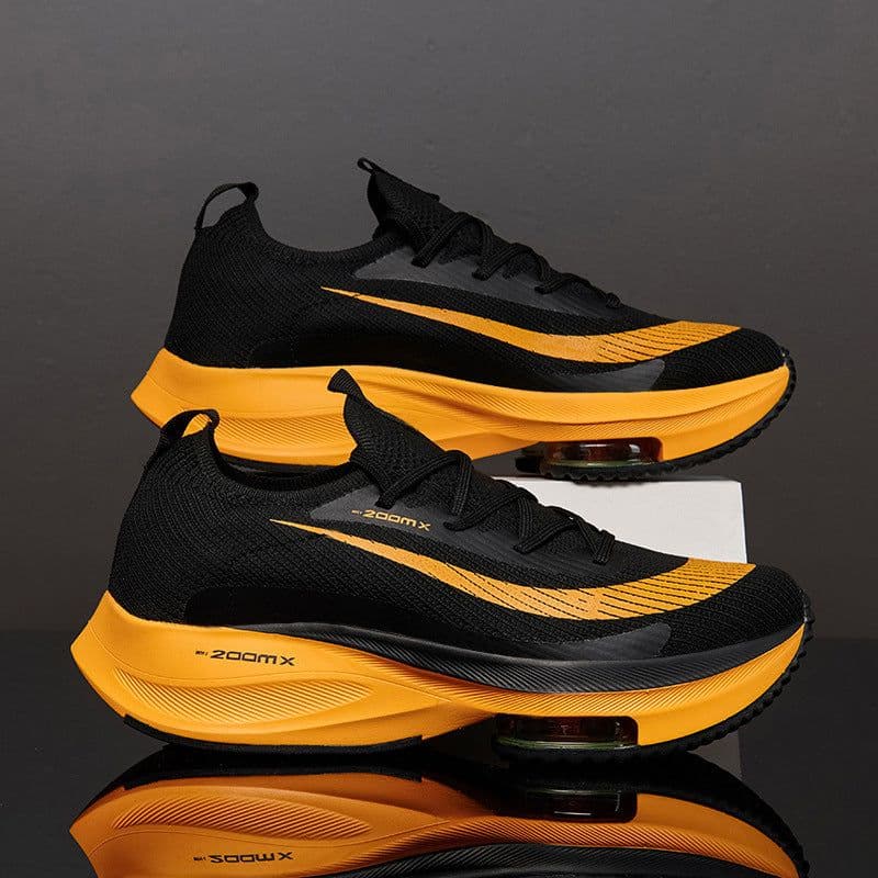 image-Air Cushion Sports Shoes Men Personalized Fashion Breathable Lace Up Knit Sneakers Casual Outdoor Running Walking Shoes