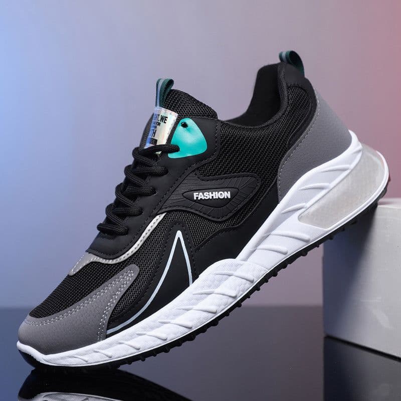 image-Color-blocked Sneakers Fashion Breathable Lace Up Mesh Sports Shoes For Men Casual Outdoor Running Walking Shoes