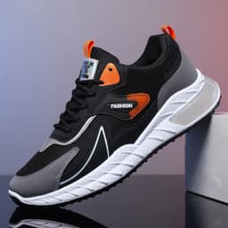 image-Color-blocked Sneakers Fashion Breathable Lace Up Mesh Sports Shoes For Men Casual Outdoor Running Walking Shoes