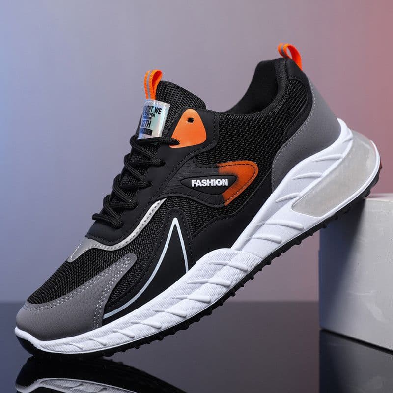 image-Color-blocked Sneakers Fashion Breathable Lace Up Mesh Sports Shoes For Men Casual Outdoor Running Walking Shoes