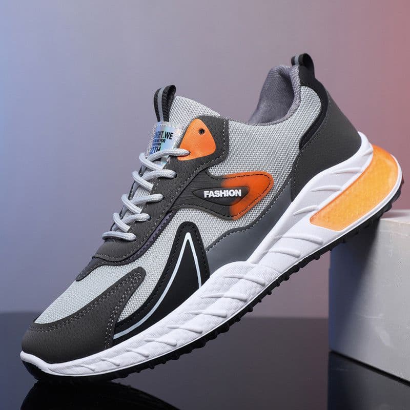image-Color-blocked Sneakers Fashion Breathable Lace Up Mesh Sports Shoes For Men Casual Outdoor Running Walking Shoes