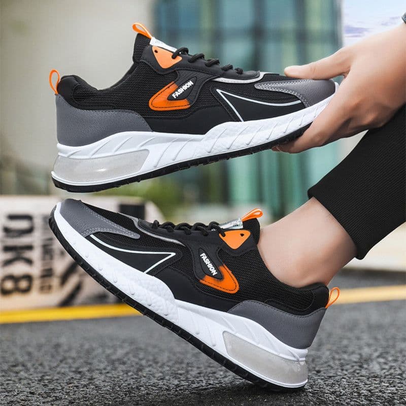 image-Color-blocked Sneakers Fashion Breathable Lace Up Mesh Sports Shoes For Men Casual Outdoor Running Walking Shoes
