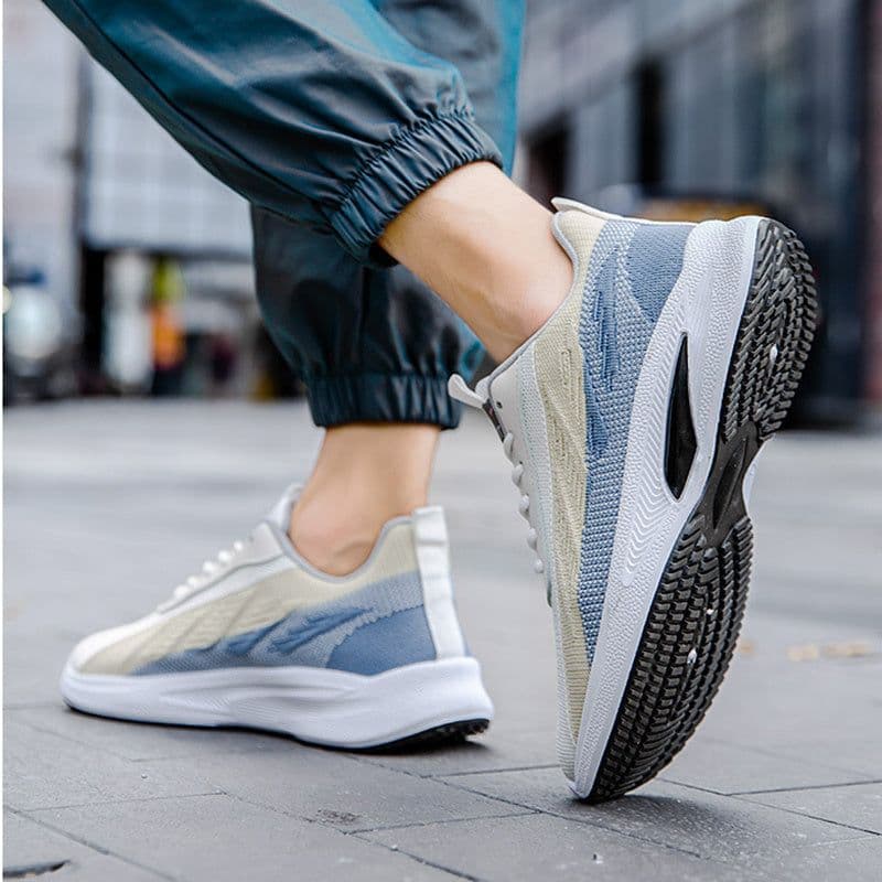 image-Color-blocked Mesh Sneakers Men Breathable Comfortable Casual Fashion Lace Up Wear-resistant Walking Running Sports Shoes